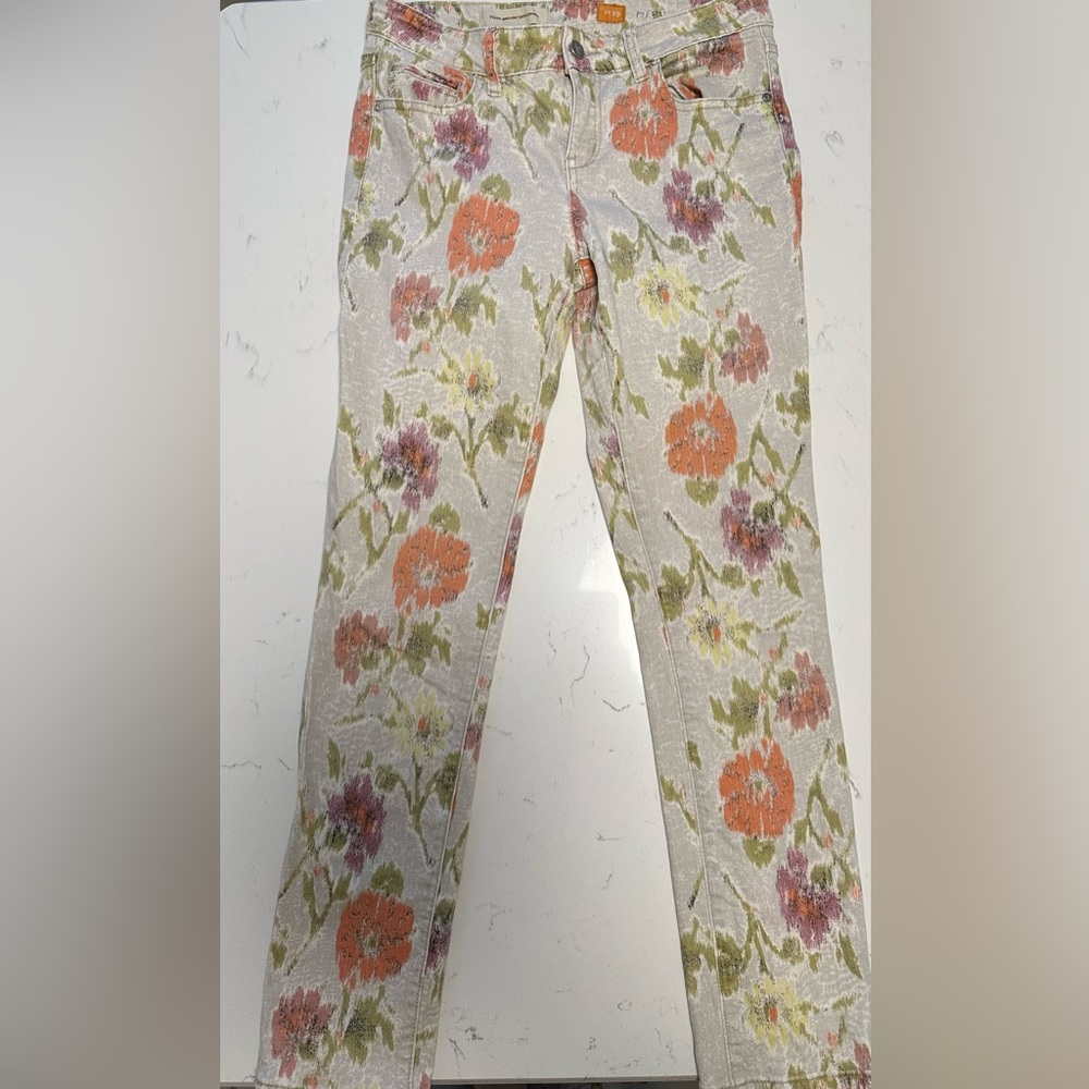 Anthropologie pilcro and the letterpress Floral Denim Pants VGUC SIZE 29